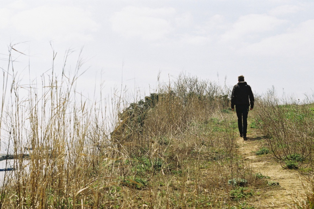Samu egy gazos ösvényen