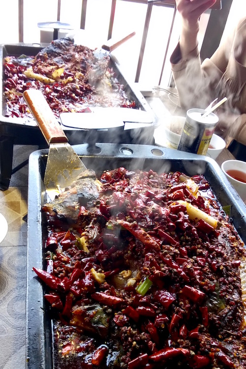 fried fish covered in numb spicy chilli