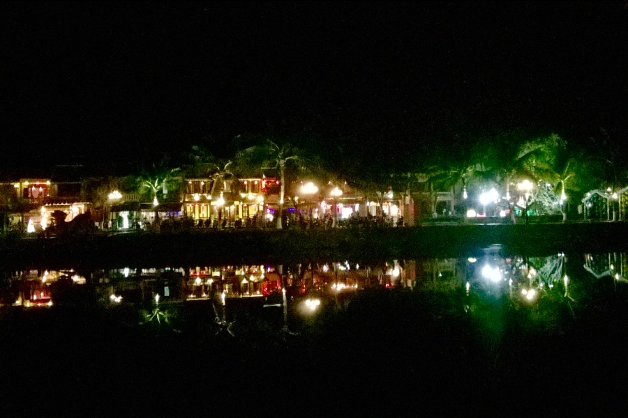 Hoi An night lights on the river bank